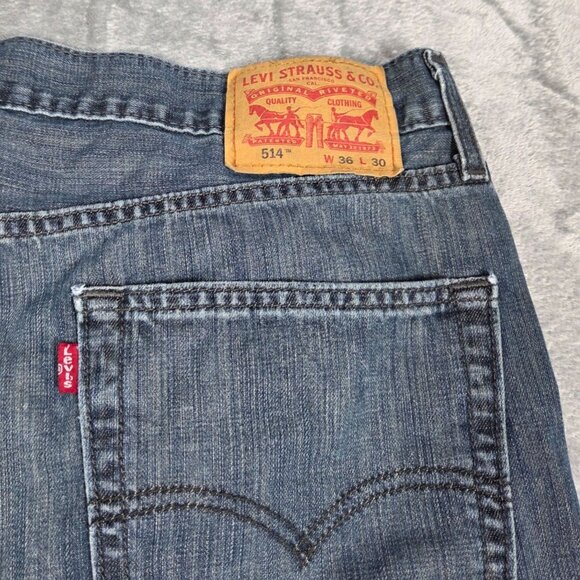 Levis 514 Jeans Mens 36X30 Blue Straight Leg No Stretch Denim - Picture 2 of 9